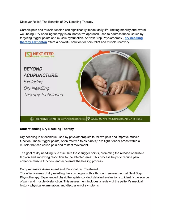 discover relief the benefits of dry needling