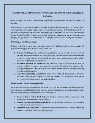 transforming employment opportunities for asylum