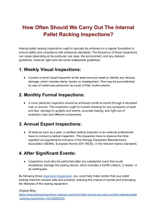 How Often Should We Carry Out The Internal Pallet Racking Inspections?