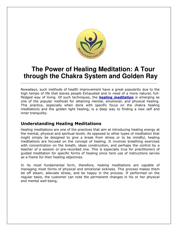 the power of healing meditation a tour through