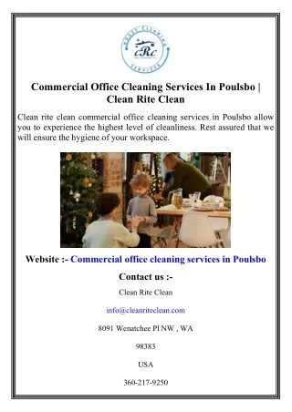 Commercial Office Cleaning Services In Poulsbo  Clean Rite Clean