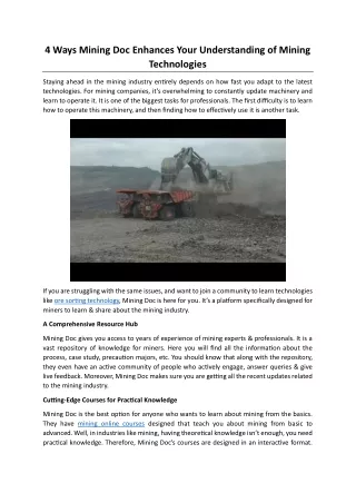 4 Ways Mining Doc Enhances Your Understanding of Mining Technologies
