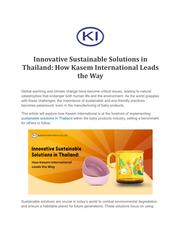 innovative sustainable solutions in thailand