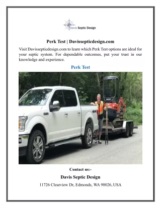 Perk Test  Davissepticdesign