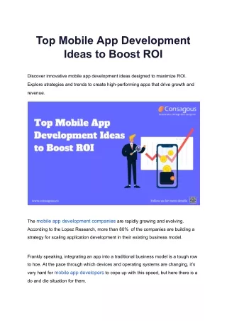 Top Mobile App Development Ideas to Boost ROI