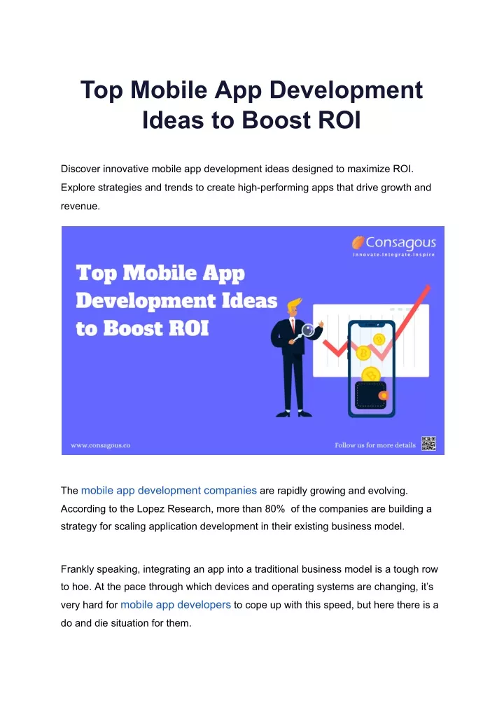 top mobile app development ideas to boost roi