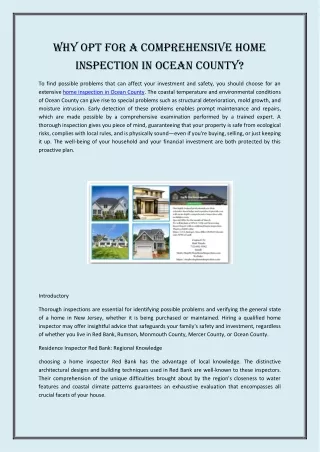 Why Opt for a Comprehensive Home Inspection in Ocean County