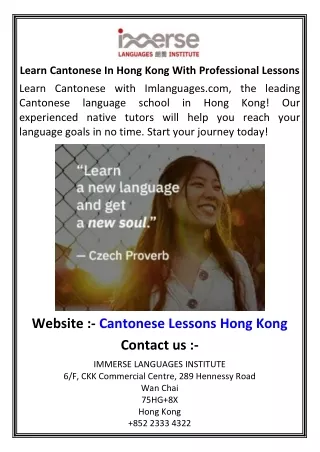 Learn Cantonese In Hong Kong With Professional Lessons