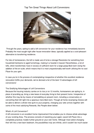 top ten great things about loft conversions