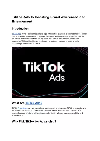 TikTok Ads to Boosting Brand Awareness and Engagement