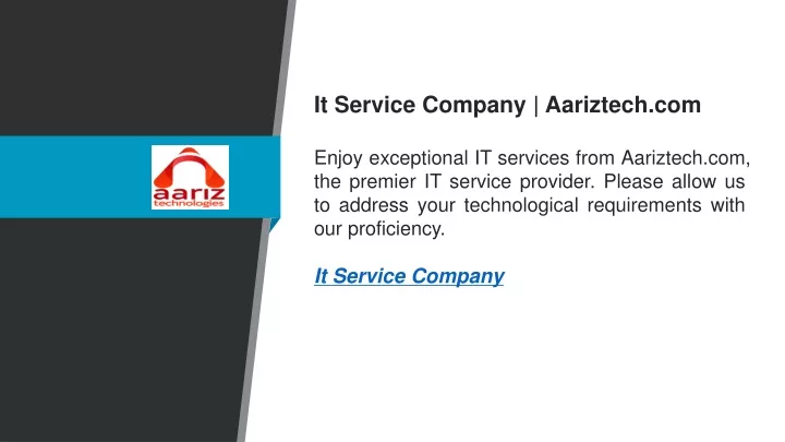 it service company aariztech com enjoy