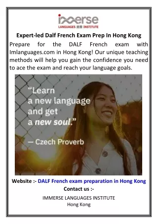 Expert-led Dalf French Exam Prep In Hong Kong