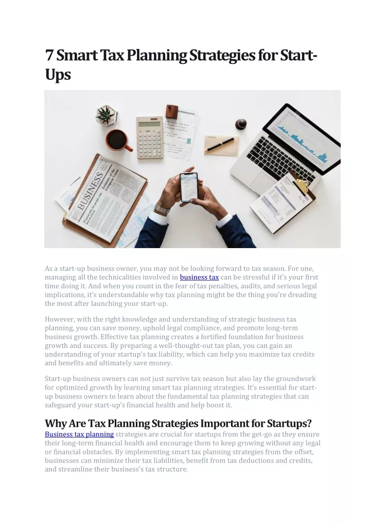 7 smart tax planning strategies for start ups