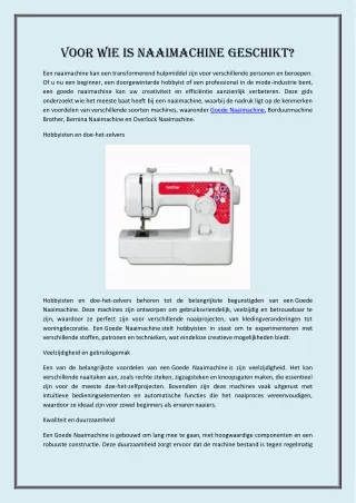 Voor wie is Naaimachine geschikt