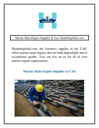 Marine Main Engine Supplier In Uae | Hauberkglobal.com