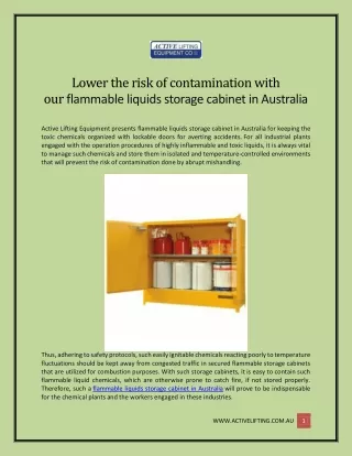 Lower the risk of contamination with our flammable liquids storage cabinet in Australia