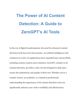 The Power of AI Content Detection_ A Guide to ZeroGPT’s AI Tools