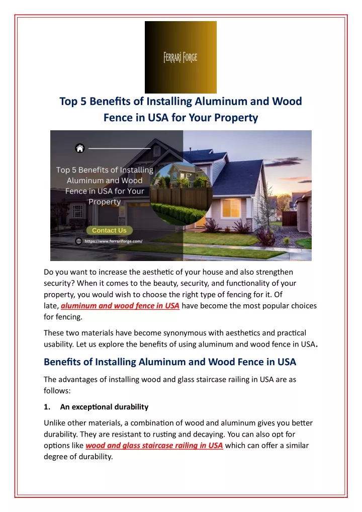 top 5 benefits of installing aluminum and wood