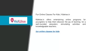 Fun Online Classes For Kids  Kidwise.in