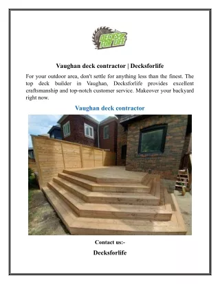 Vaughan deck contractor  Decksforlife