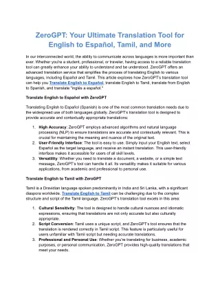 ZeroGPT_ Your Ultimate Translation Tool for English to Español, Tamil, and More