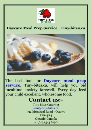 Daycare Meal Prep Service  Tiny-bites.ca