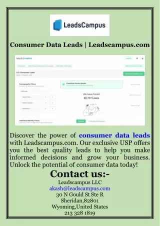 Consumer Data Leads  Leadscampus.com