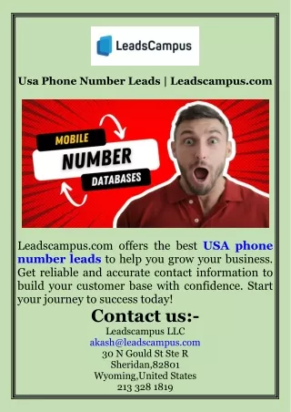 Usa Phone Number Leads  Leadscampus.com