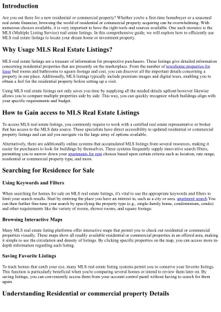 Your Overview to Acquiring Property: Check Out MLS Real Estate Listings