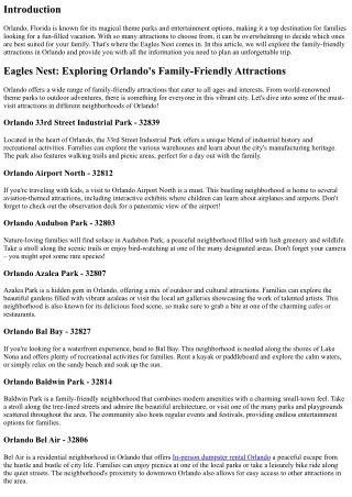 Eagles Nest: Exploring Orlando's Relatives-Helpful Points of curiosity
