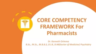 CORE COMPETENCY FRAMEWORK For Pharmacists