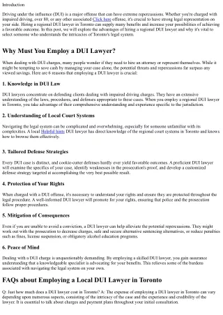 The Benefits of Hiring a Regional DUI Lawyer in Toronto