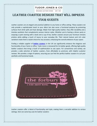 Leather Coaster Designs That Will Impress Your Guests