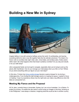building a new me in sydney
