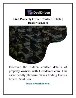 Find Property Owner Contact Details  Dealdriven.com41