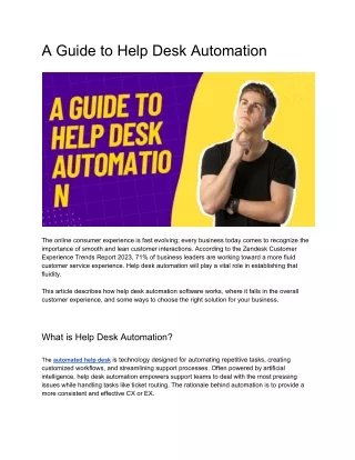 A Guide to Help Desk Automation