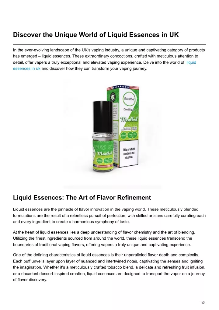 discover the unique world of liquid essences in uk