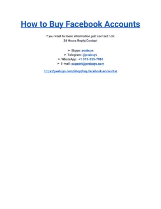 How to Buy Facebook Accounts