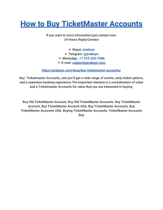 How to Buy TicketMaster Accounts