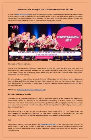Kindertanzschule Köln Begeisternde Tanzkurse für Kinder