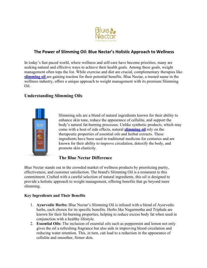 the power of slimming oil blue nectar s holistic