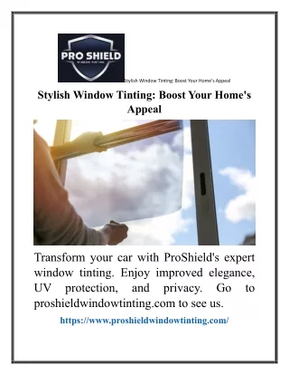 Stylish Window Tinting  Boost Your Home's Appeal