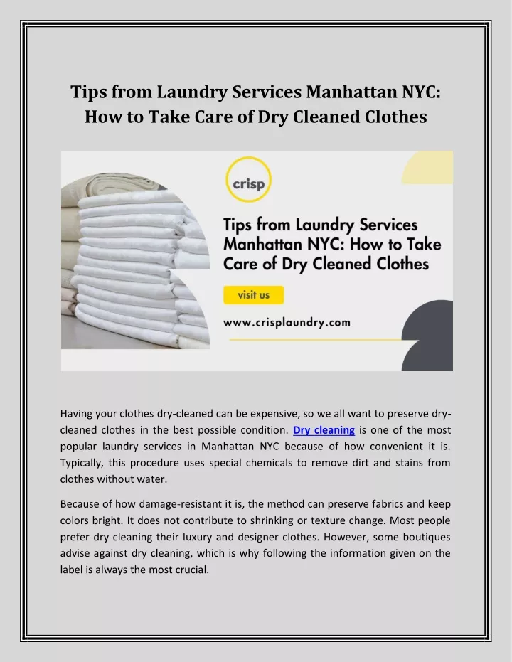 tips from laundry services manhattan