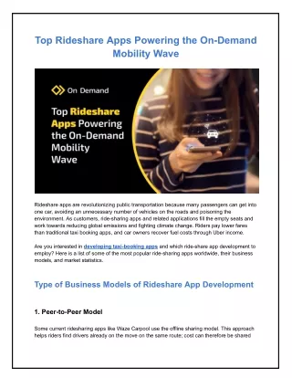 top rideshare apps powering the on demand