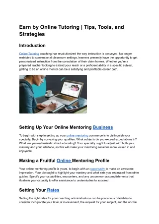Earn by Online Tutoring _ Tips, Tools, and Strategies
