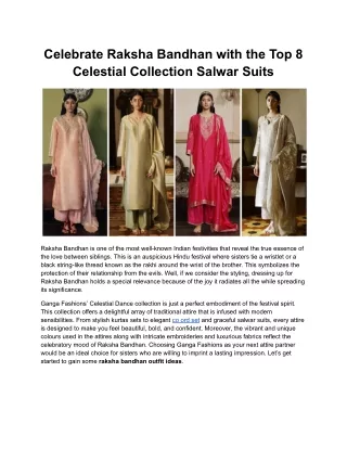 Celebrate Raksha Bandhan with the Top 8 Celestial Collection Salwar Suits