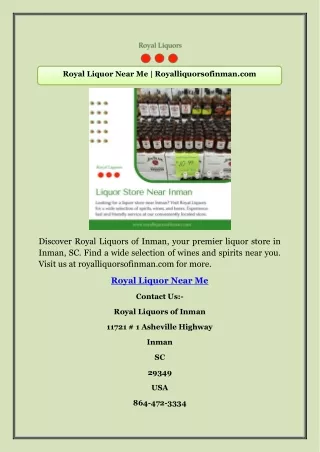 Royal Liquor Near Me | Royalliquorsofinman.com
