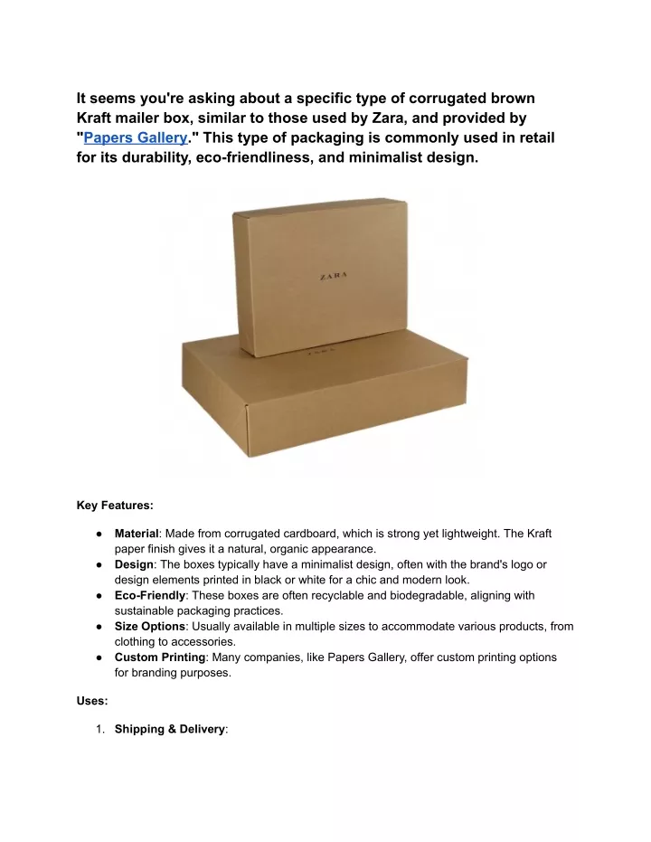 PPT - Corrugated Brown Kraft Mailer packaging Box Ref Zara PowerPoint ...