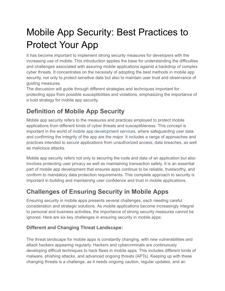 mobile app security best practices to protect