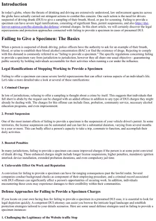 Failing to Provide a Specimen: Legal Ramifications and Protection Methods